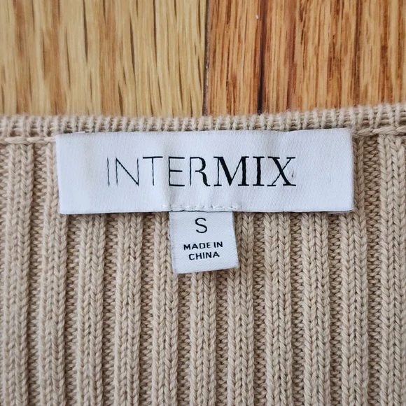 INTERMIX Beige Cotton and Cashmere Cold Shoulder Sweater S - Picture 3 of 4